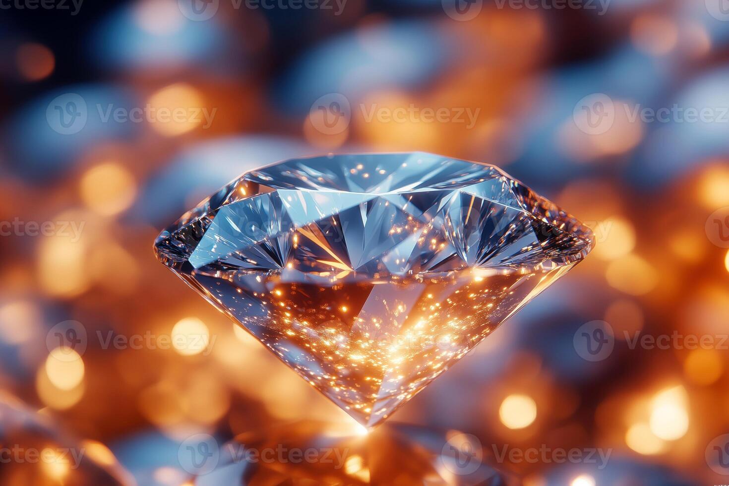 Close-up of a diamond on a bokeh background. photo