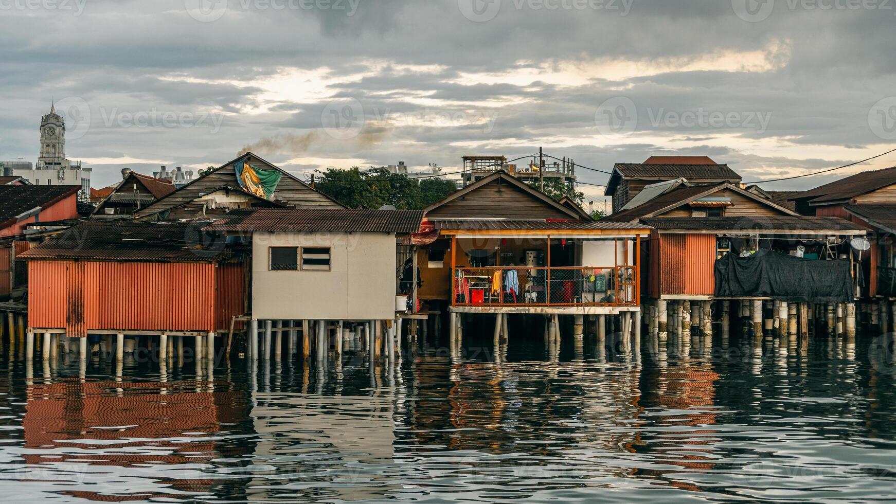 Side view of the houses on the Chew jetty in George Town photo