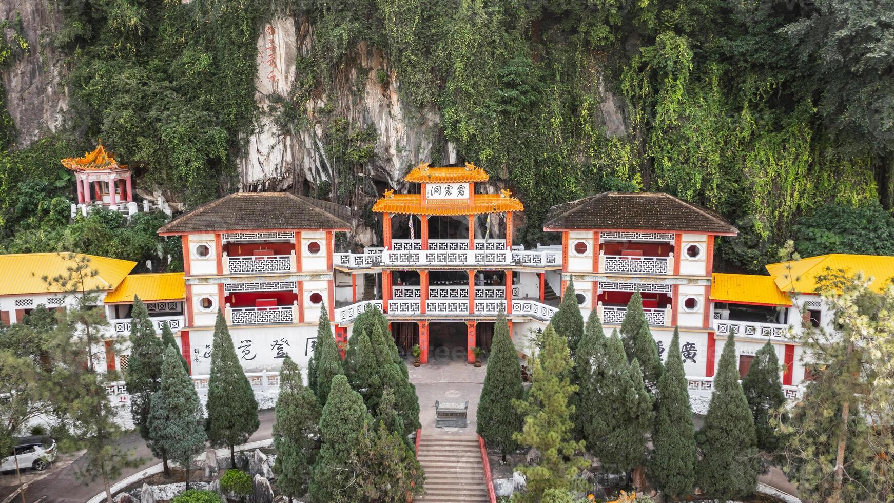 Aerial view of Perak Cave Temple in Ipoh photo
