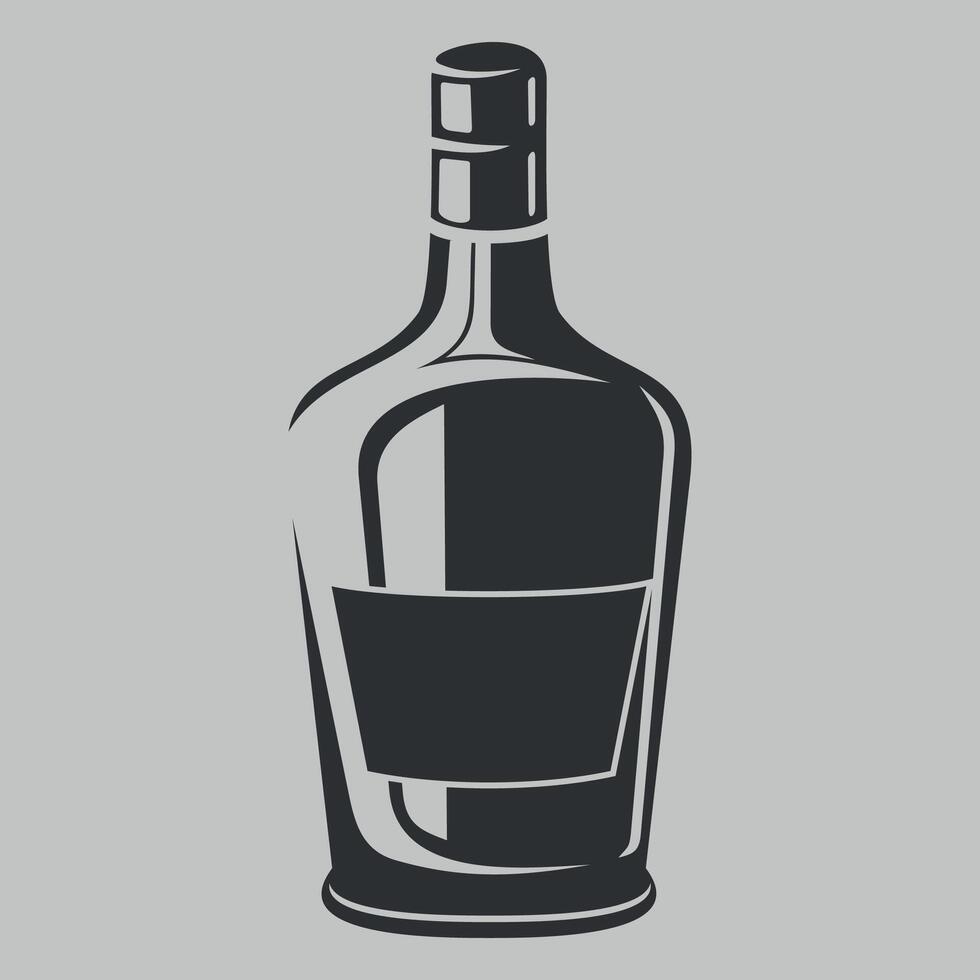 icon of glass bottle for alcoholic drinks isolated on white background vector