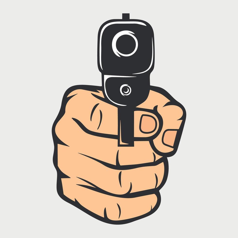 icon of pistol in hand isolated on white background vector