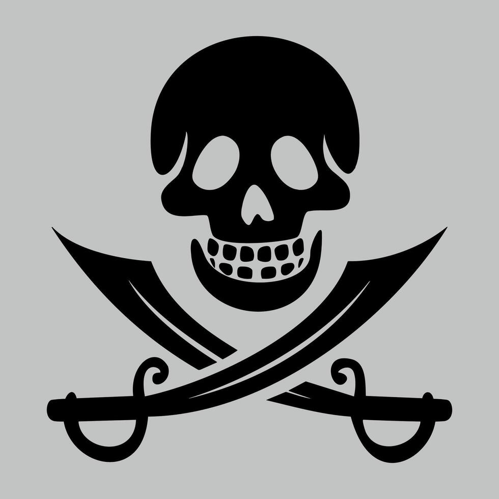 icon of skull with crossed swords isolated on white background vector
