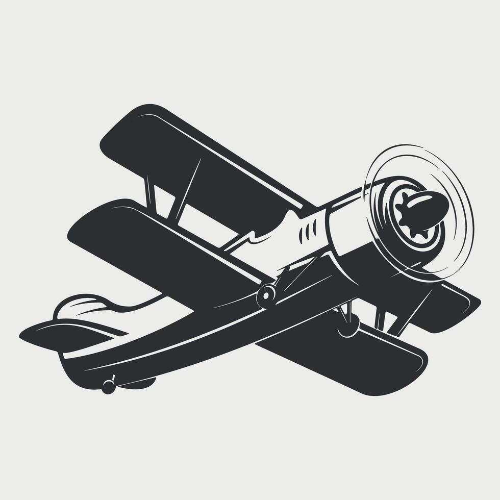 retro airplane icon isolated on white background vector