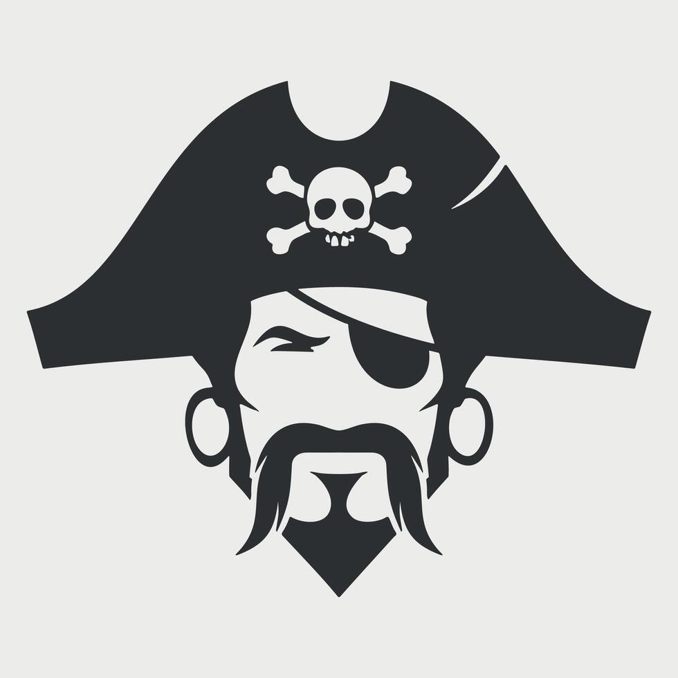 icon of pirate with hat isolated on white background vector