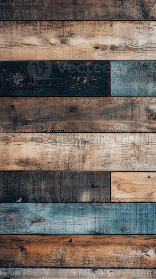 Close-up of rustic wooden planks with varying shades and textures, perfect for design backgrounds photo