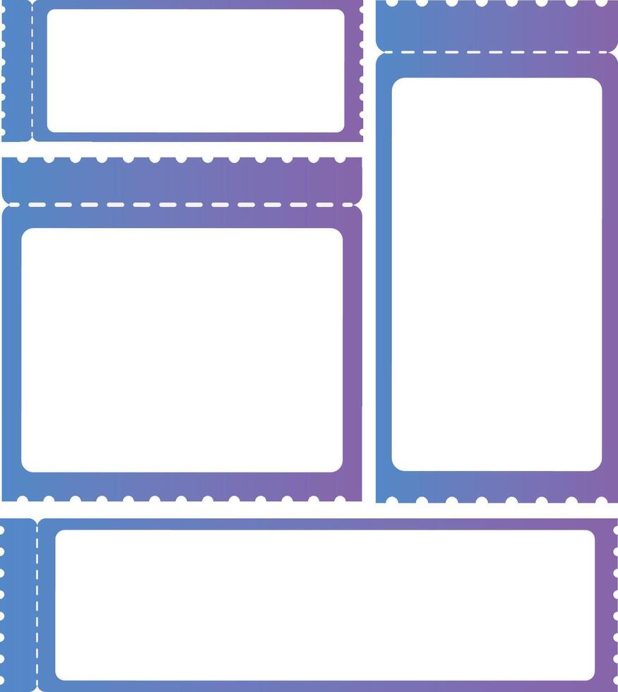 Blue Purple Gradient Voucher with White Rectangle Rounded vector