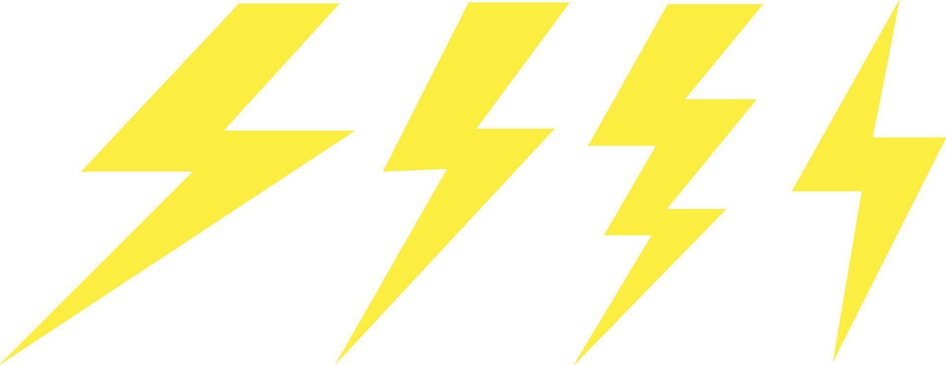 Yellow Flash Thunder Power Icon Set vector
