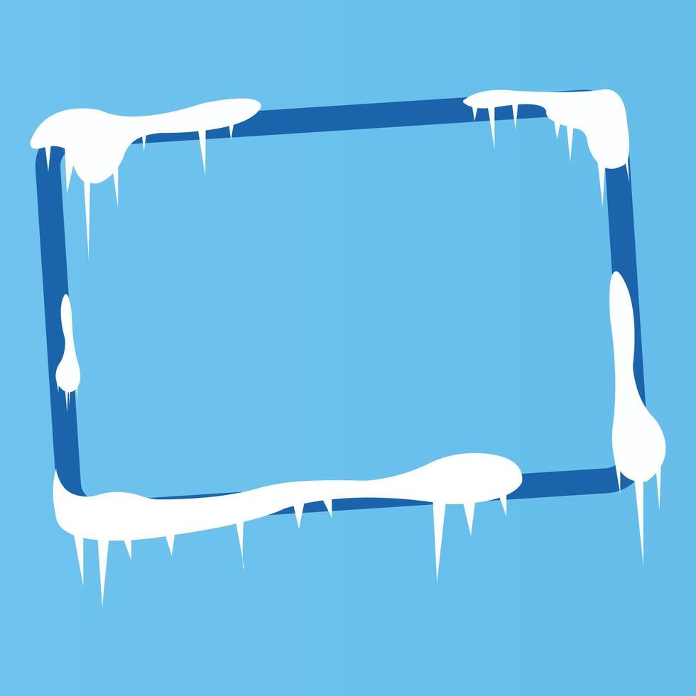 Dark Blue Rectangle Winter Frame Snow with Soft Blue Background vector