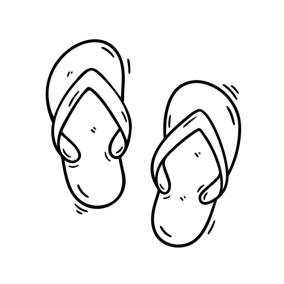Minimalist black and white doodle of a pair of flip flops. Perfect for summer, beach themes, or casual designs in digital and print media vector