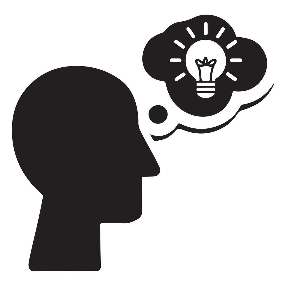 Creative thinking icon with light bulb vector