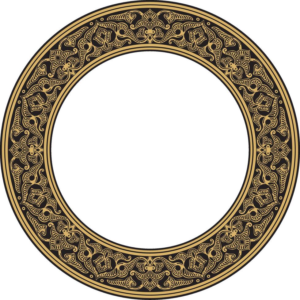 dorado redondo oriental ornamento. Arábica estampado circulo de irán, Irak, pavo, Siria. persa marco, borde. vector
