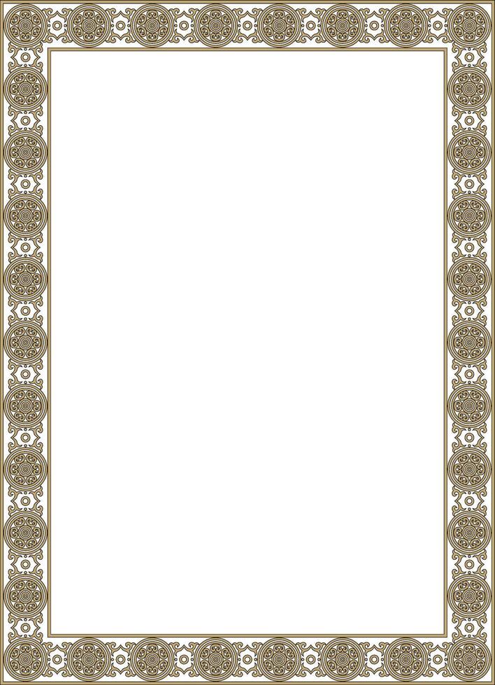square gold and black ancient Russian ornament. Slavic rectangle, border, frame. Painting of the royal chambers. vector