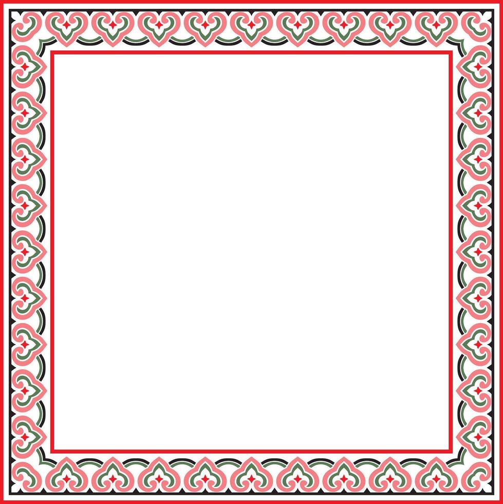 colorful Chinese rectangle, frame. Square ornaments of oriental peoples, korea, taiwan, china, hong kong, indonesia vector