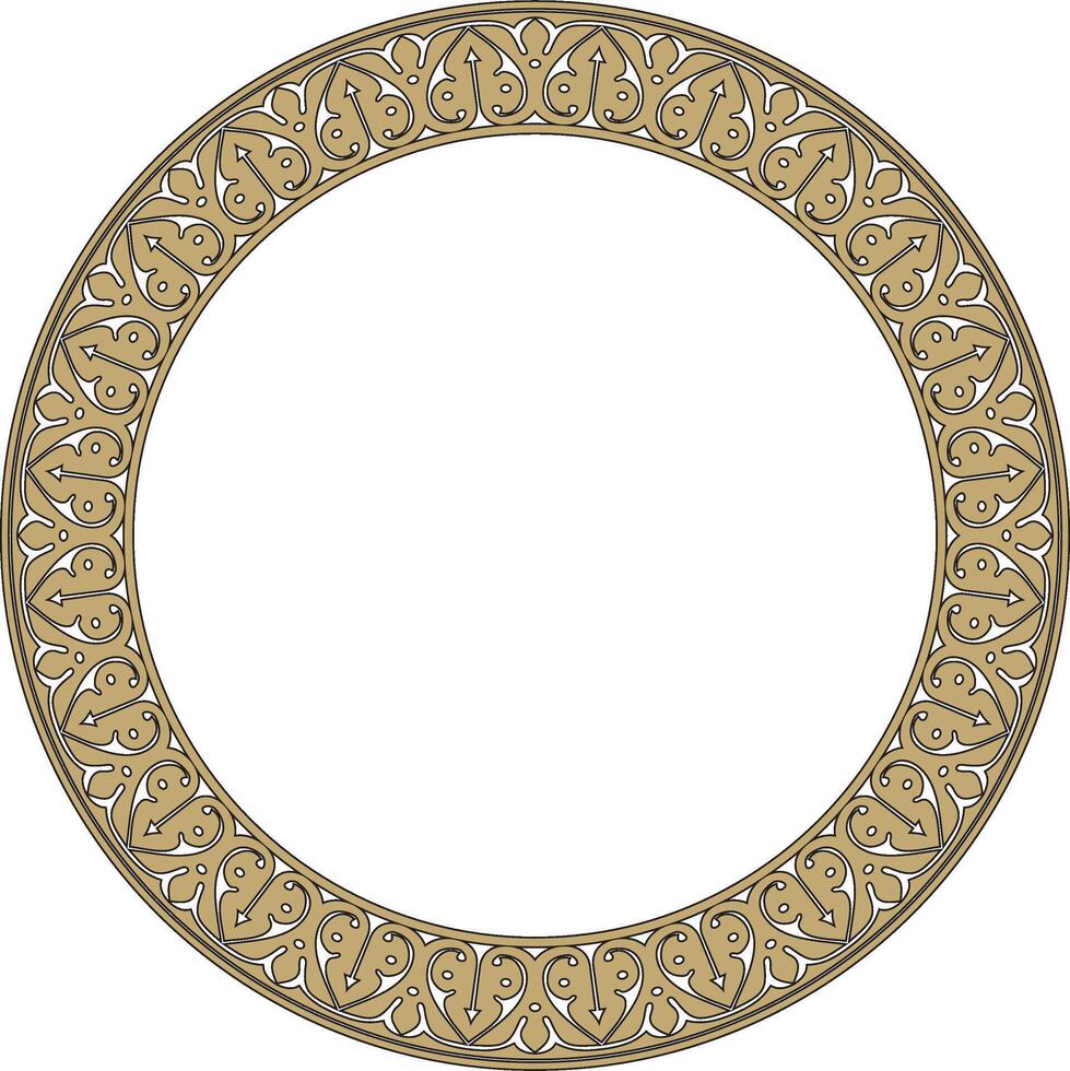 gold and black Arabic national round ornament. Ethnic circle, frame, ring of eastern peoples. Persian painting. vector