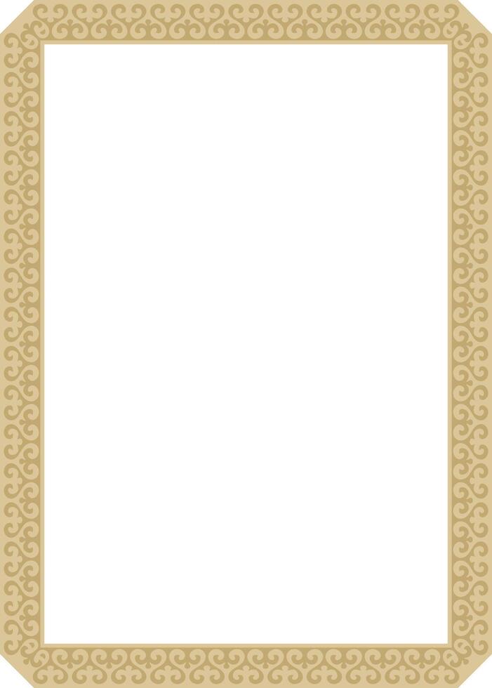 golden square Kazakh national ornament. Ethnic pattern of the peoples of the Great Steppe, vector