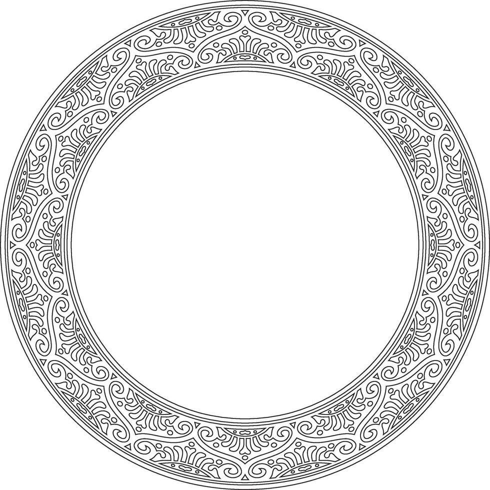 round black contour border, frame, Pompeii ring. Circle Neopolitan ornament. Art of Ancient Rome. Template for stained glass vector