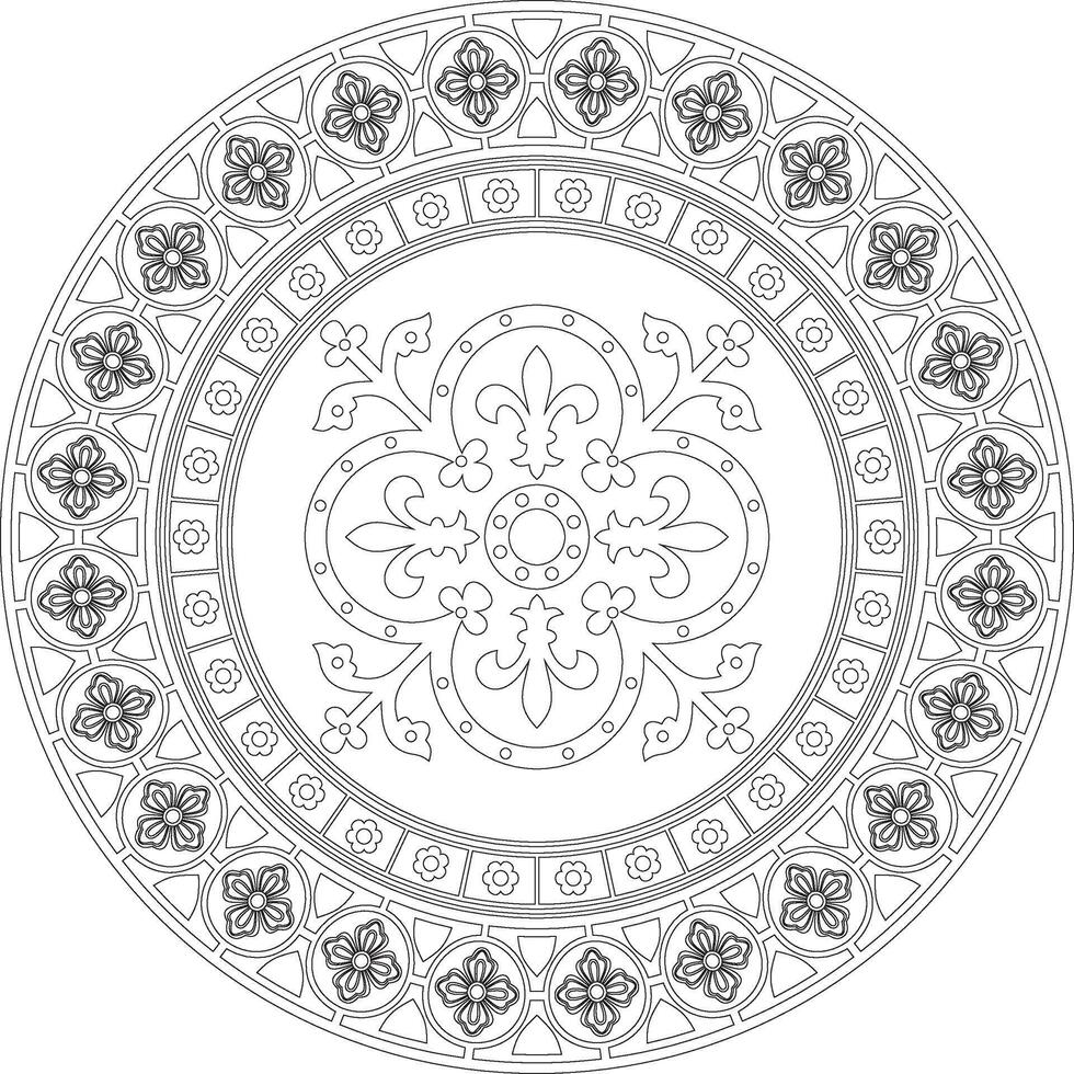 black contour square gothic ornament. Medieval European rectangle, border. Classic pattern of the Germans, Angles, Saxons, Franks. vector