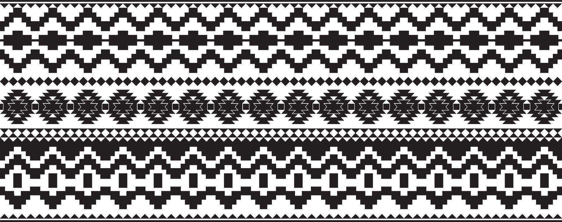 monochrome seamless ornament of Native Americans, Aztecs. Endless border of the tribes of South and Central America. vector
