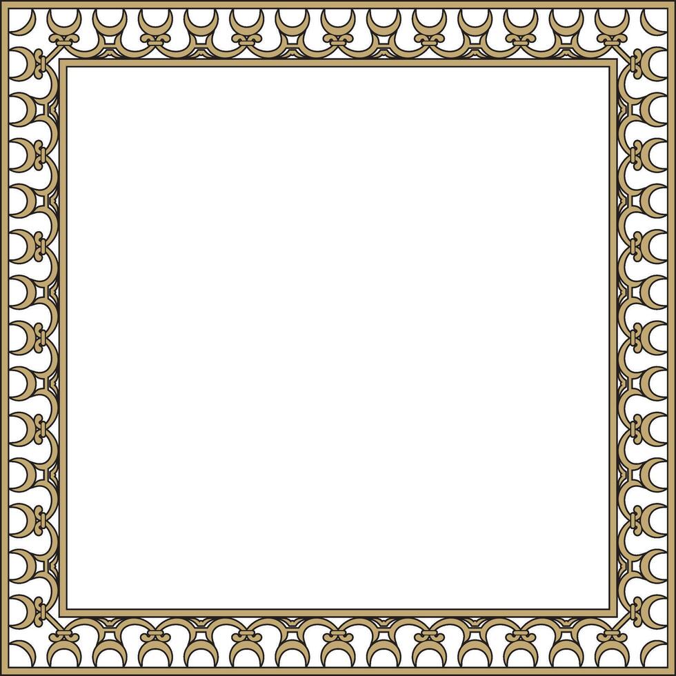 gold and black square classic renaissance ornament. Rectangle, european border, revival style frame vector