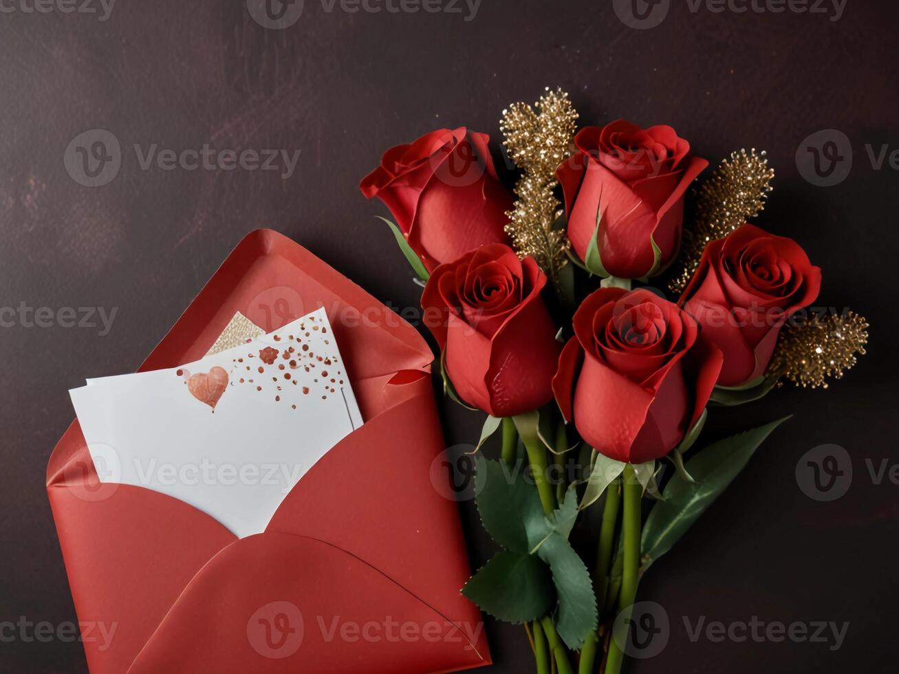 Valentine's Day flat lay composition with gift boxes and hearts on pastel pink background. Flat lay, top view. photo