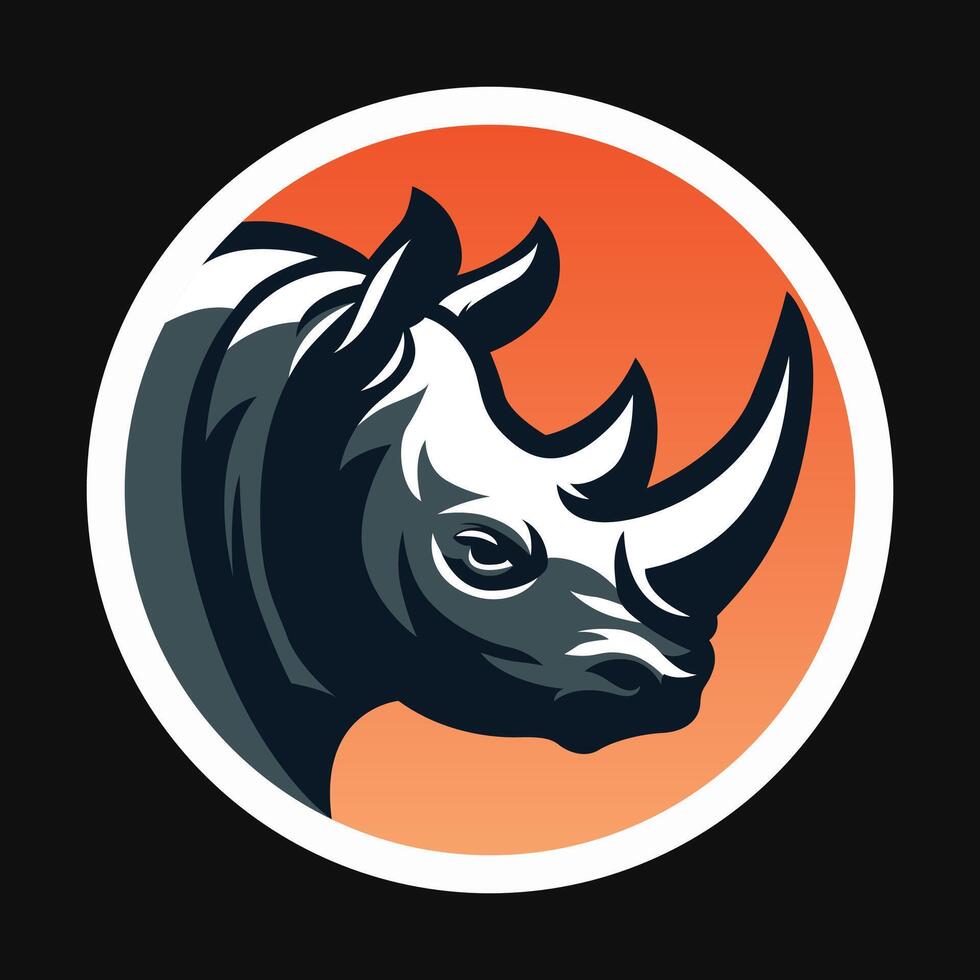 rhino head logo design vector