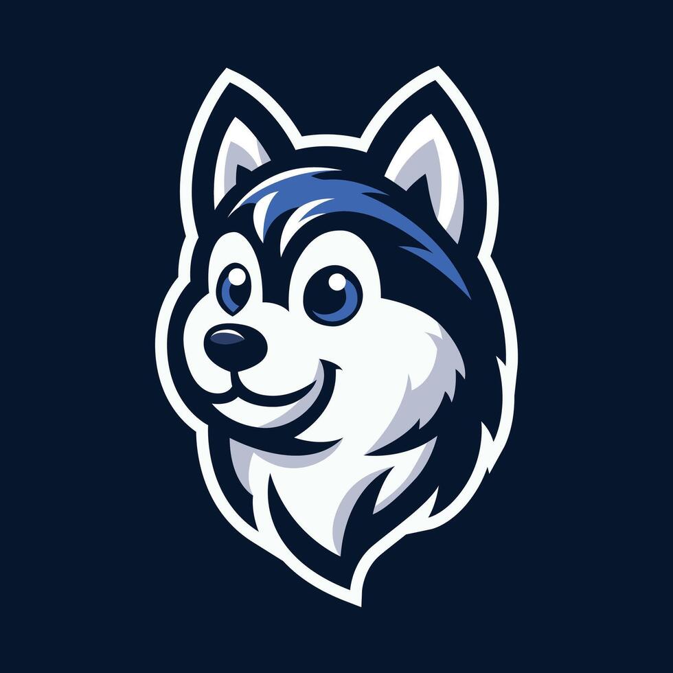 a husky dog mascot on a dark background vector