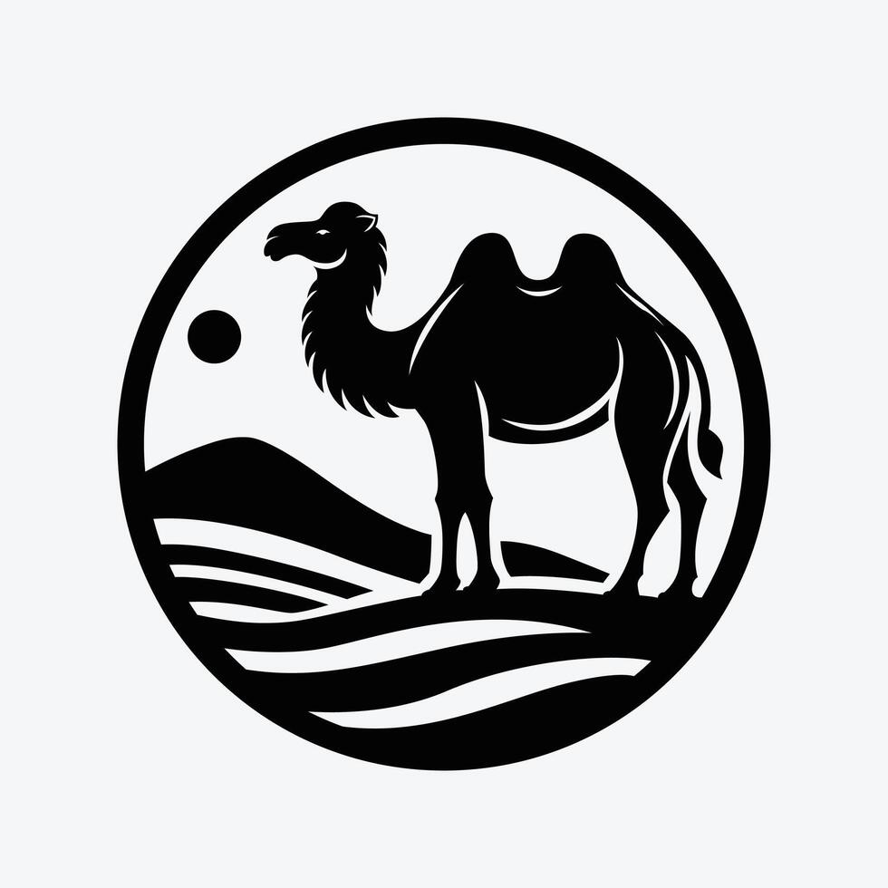 a camel in a circle logo vector