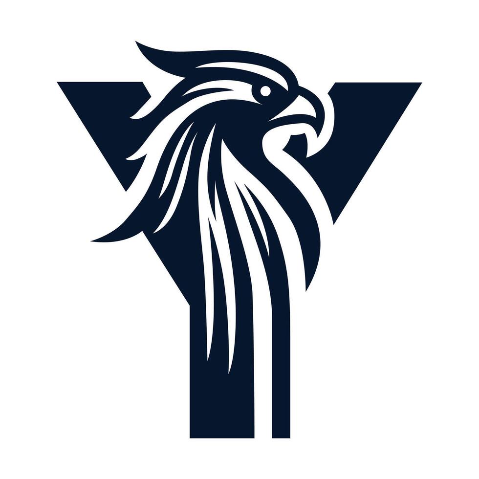 the letter y is a bird with a long tail vector
