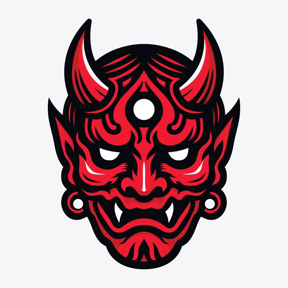 a red devil mask with horns on it vector