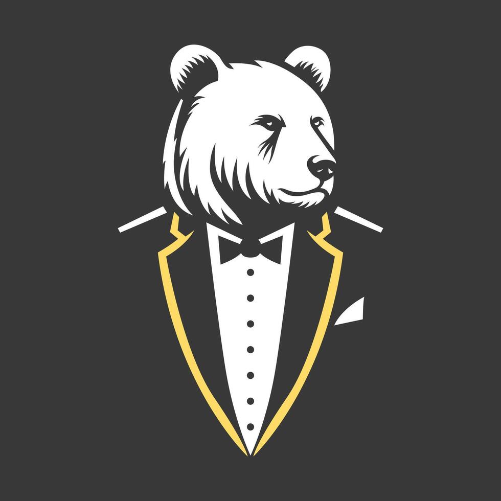 a bear wearing a tuxedo and bow tie vector