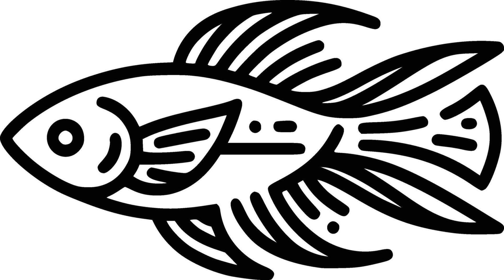 Stylish Black and White Betta Fish Line Art Pro vector