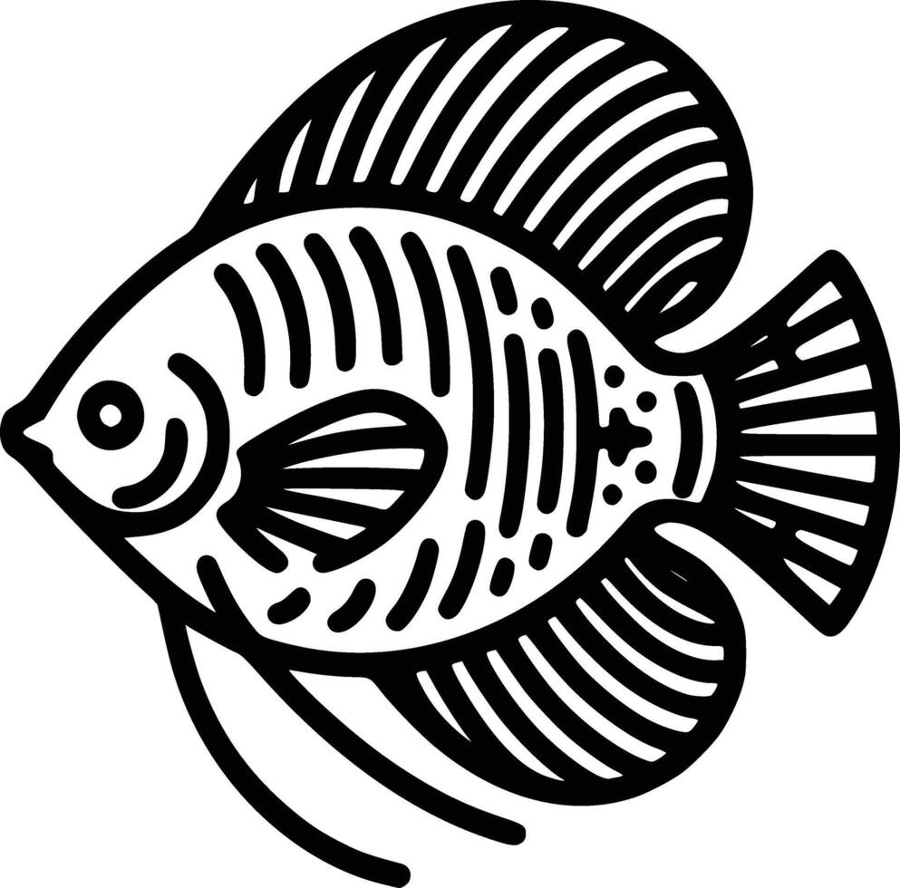 Stylish Line Art of a Gourami Fish Pro vector