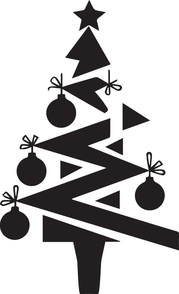 Unique Christmas tree silhouette illustration vector