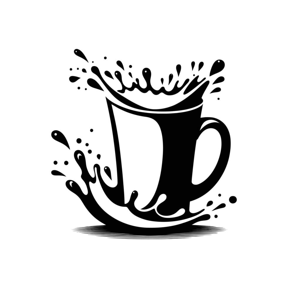 Artistic Splash of Milk Silhouette with Coffee Mug vector