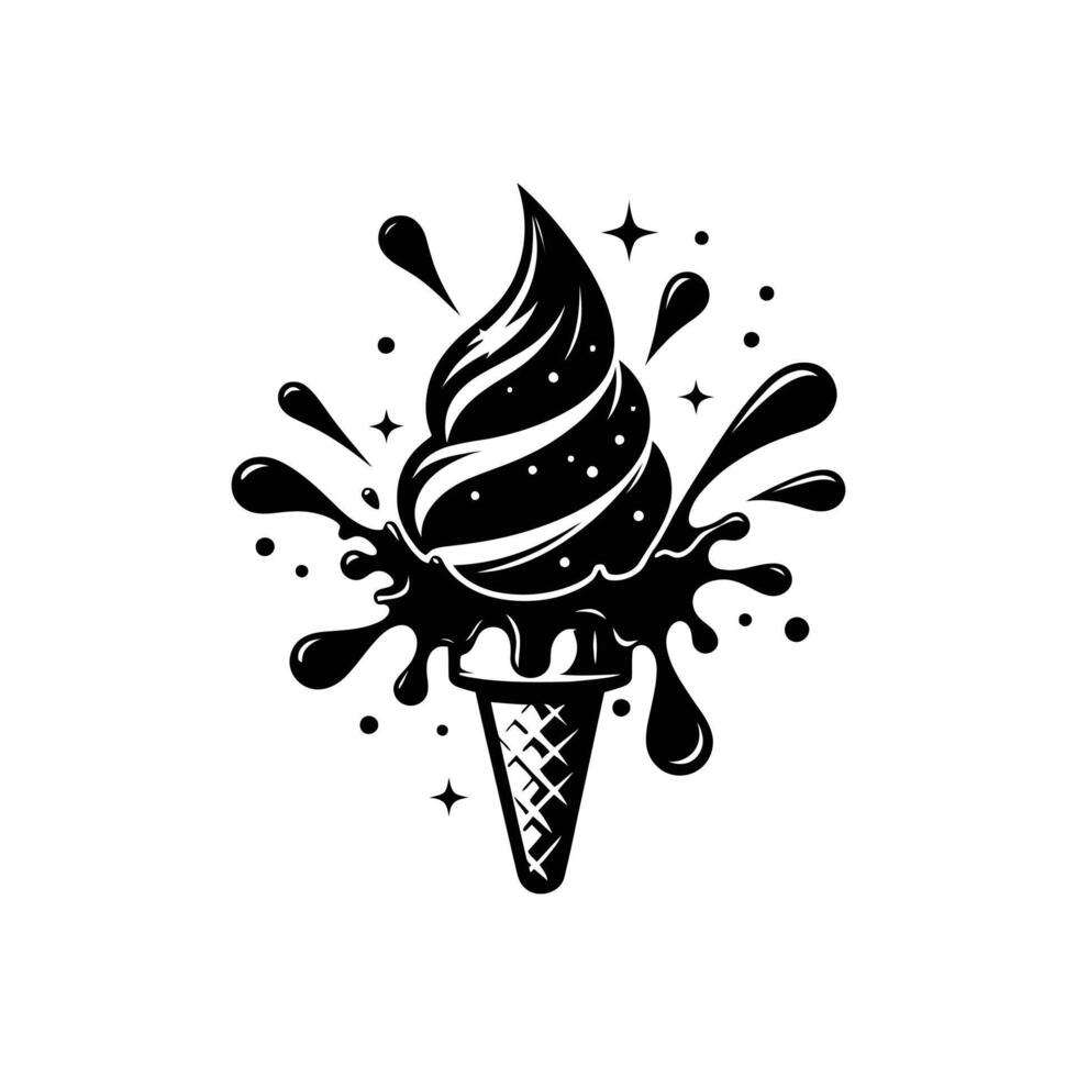Swirled Ice Cream Cone Melt Splash Illustration for Posters and T-Shirt Printing vector