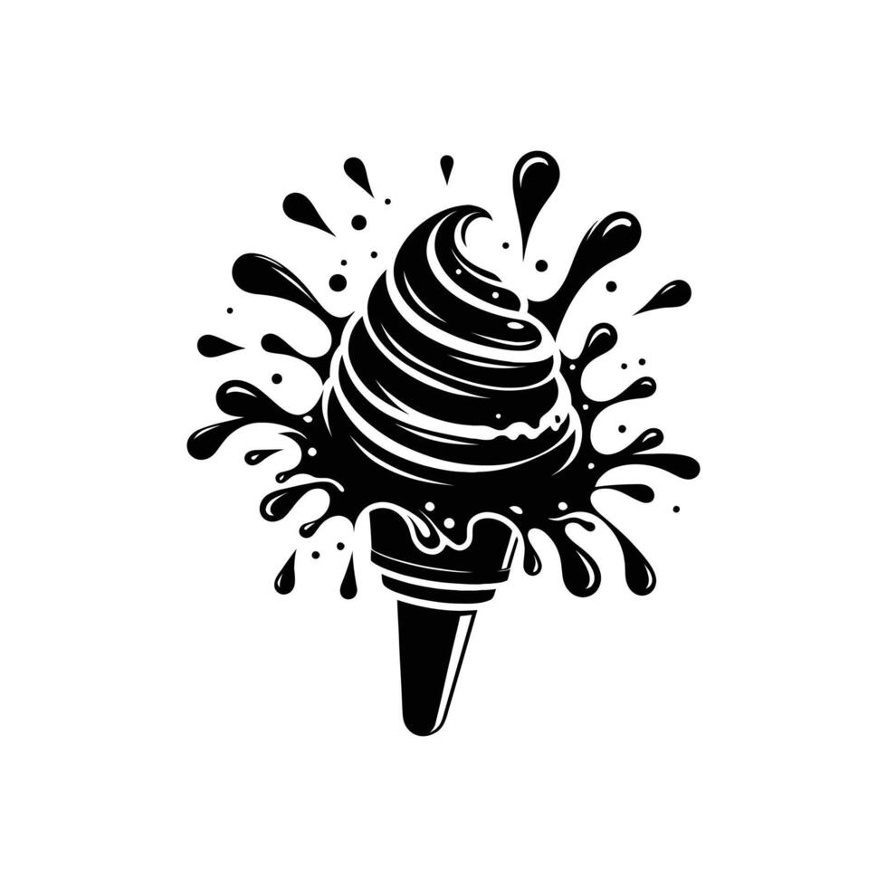 High-Quality Ice Cream Silhouette with Splash Effect for Logos and Visual Branding vector
