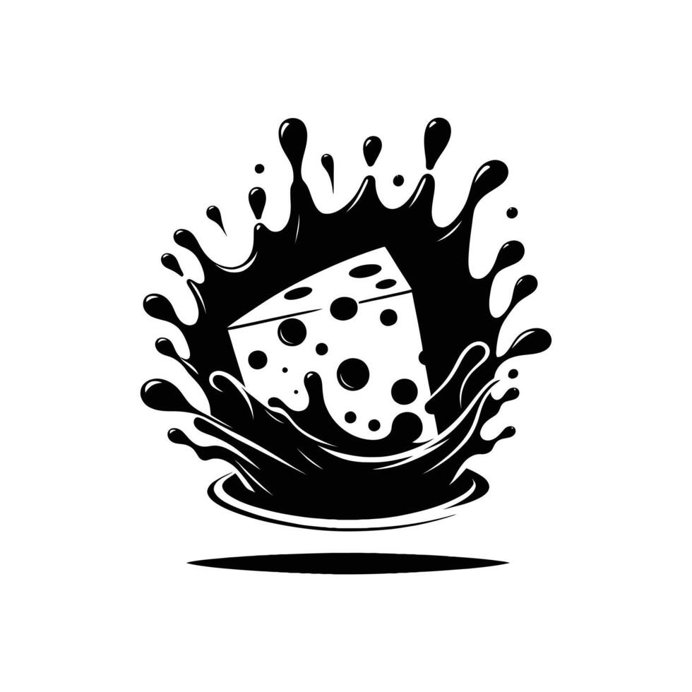 Artistic Cheese Block Splash Silhouette for Creative Food Project Designs vector