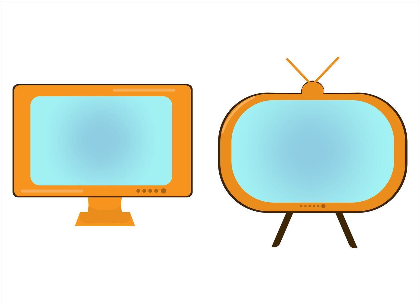 Minimalist Retro Television Icons Cartoon vector