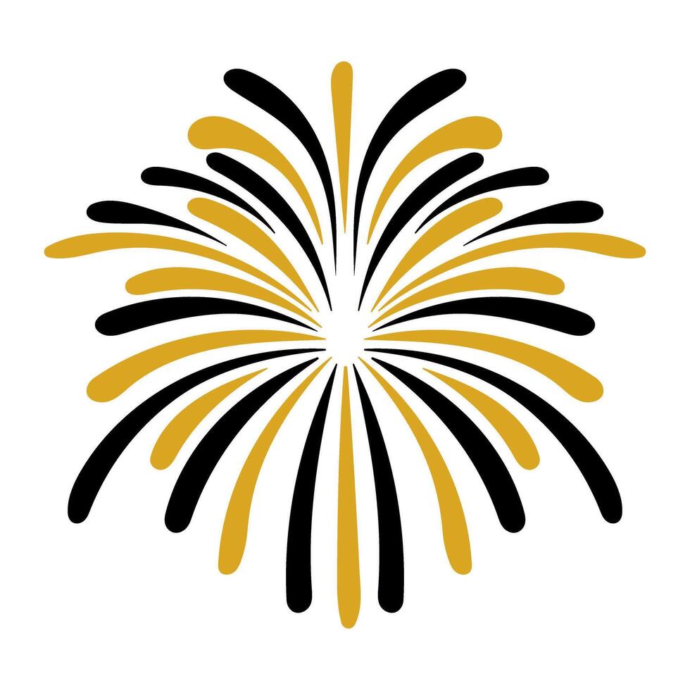 A firework with black and yellow colors. The firework is in the middle of the image vector