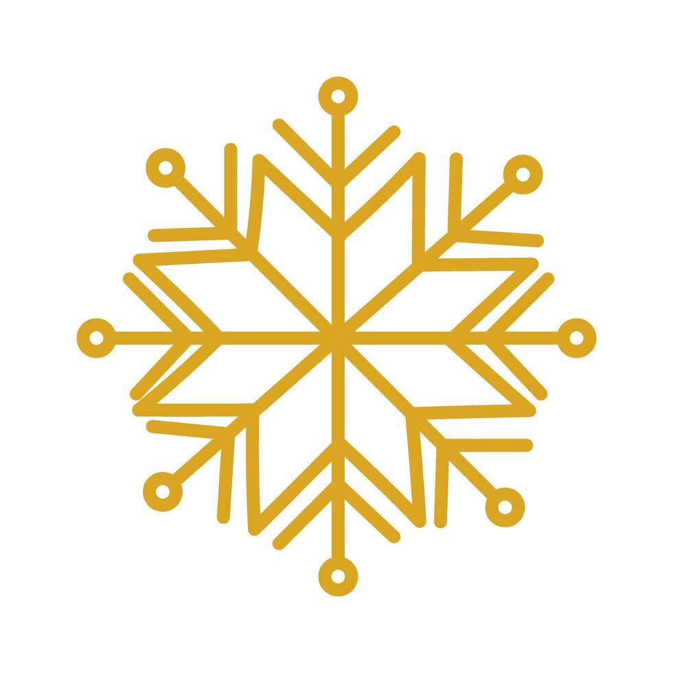 A snowflake with a yellow outline. The snowflake is outlined in yellow and has a white background vector