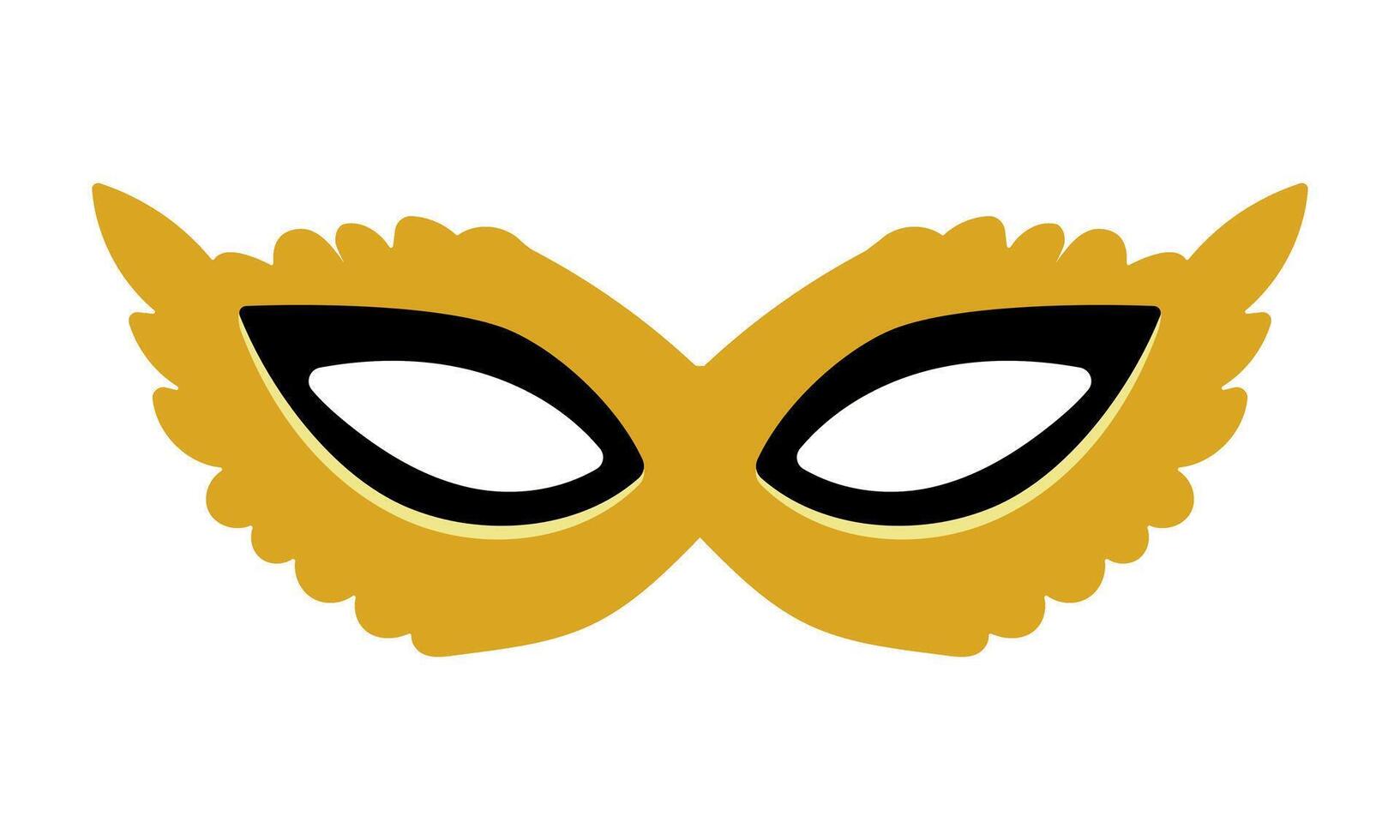 A yellow mask with black wings. The mask has a black eye and a black nose. The mask is on a white background vector