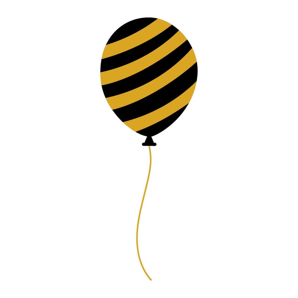 A yellow and black striped balloon with a yellow center. The balloon is tied to a string. The balloon is on a white background vector