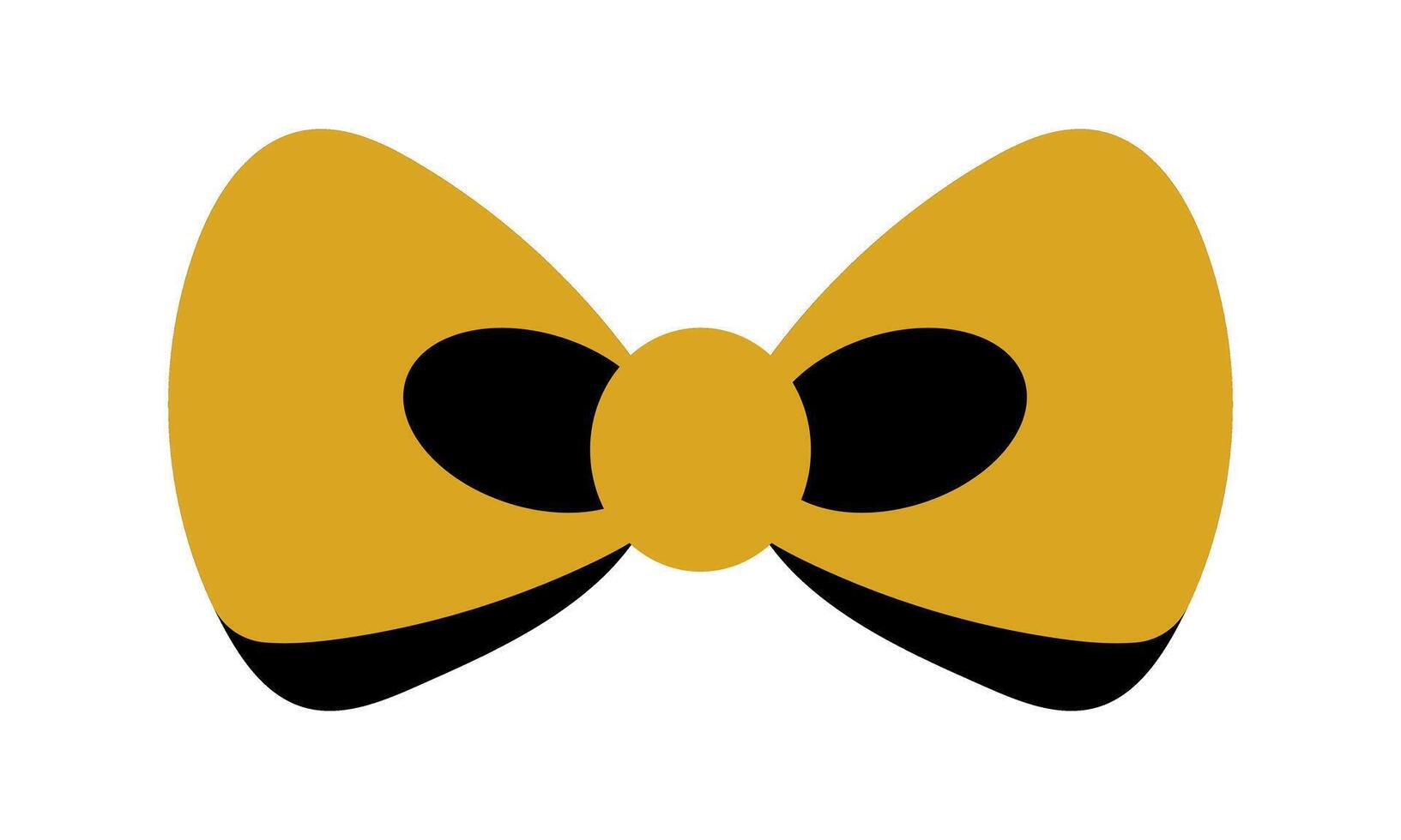 A yellow bow tie with black trim. The bow tie is in the center of the image vector