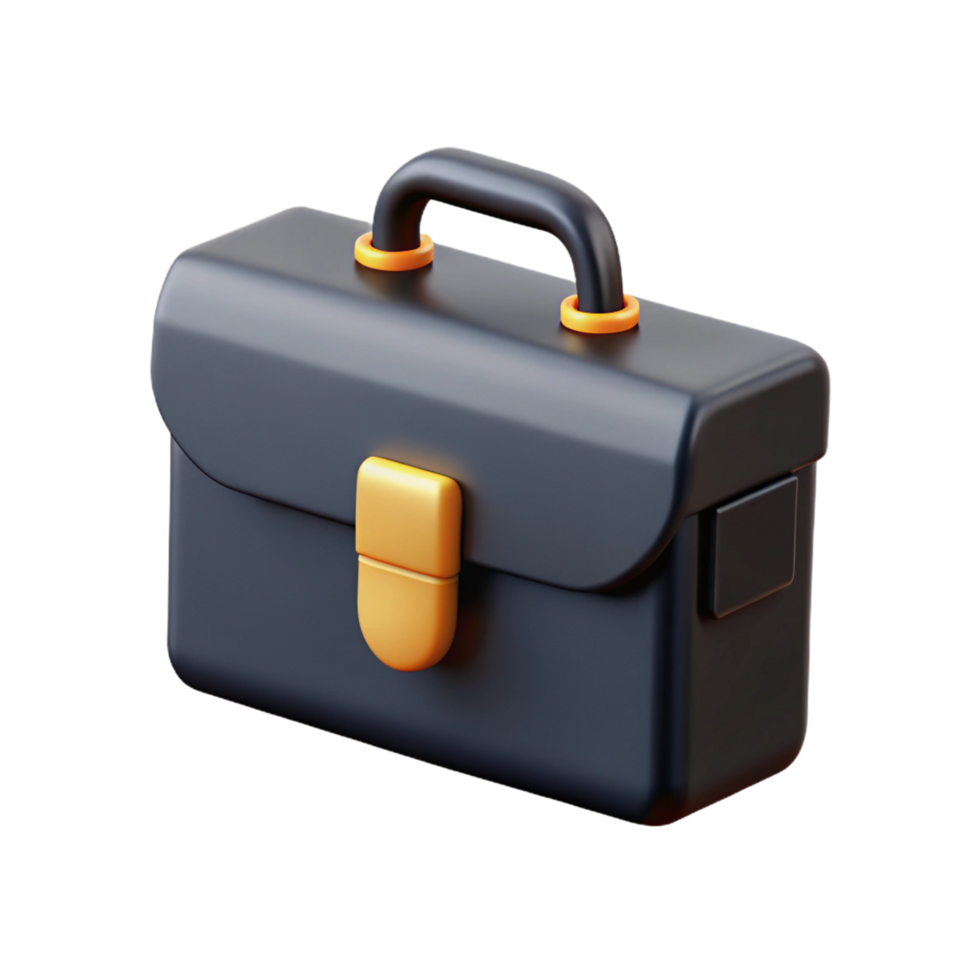 Modern 3D Black Briefcase with Handle png