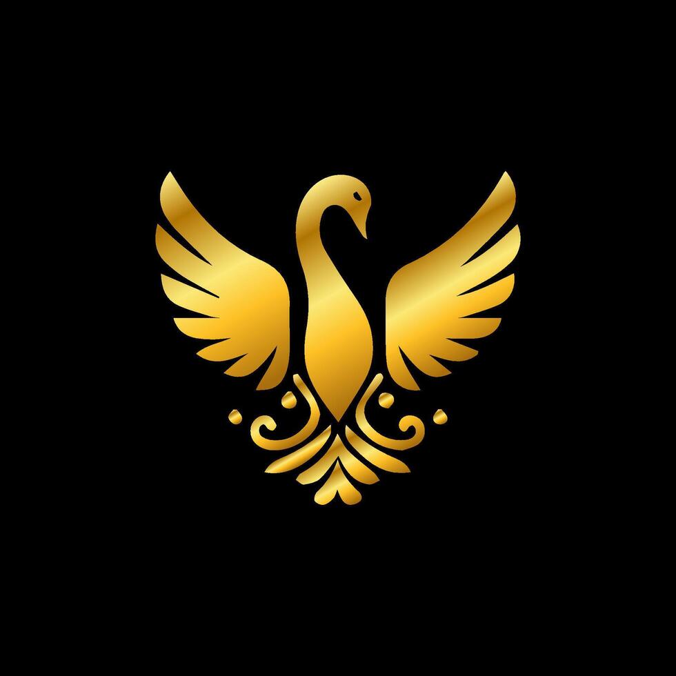 Golden swan logo design vector