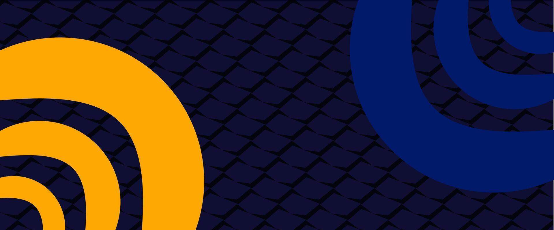 A blue and yellow background with a spiral design vector