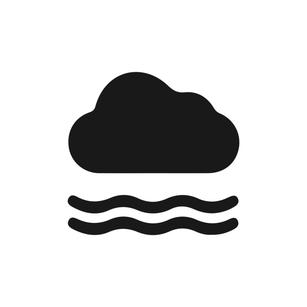 A black and white icon of a cloud and water vector