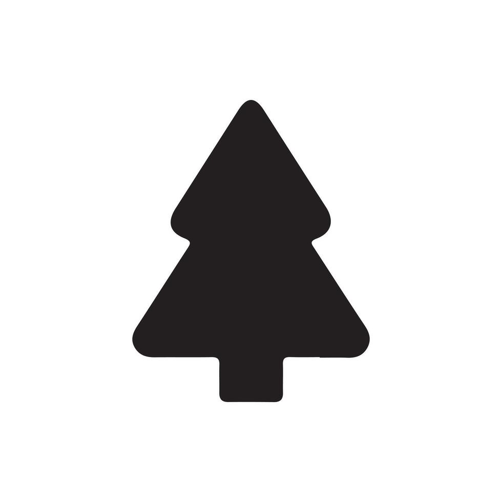 A black and white christmas tree icon on a white background vector