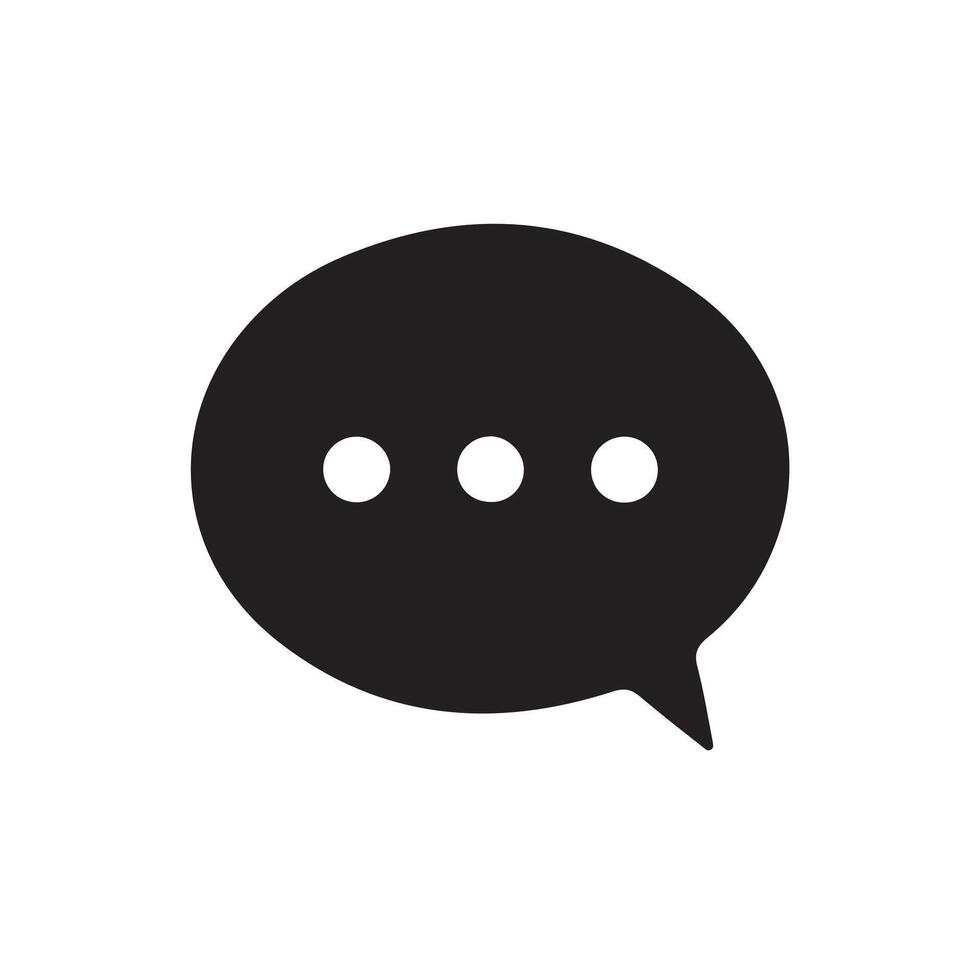 A black speech bubble with three dots on it vector