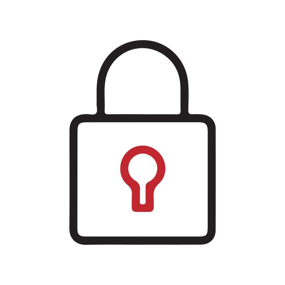 A red lock icon on a white background vector